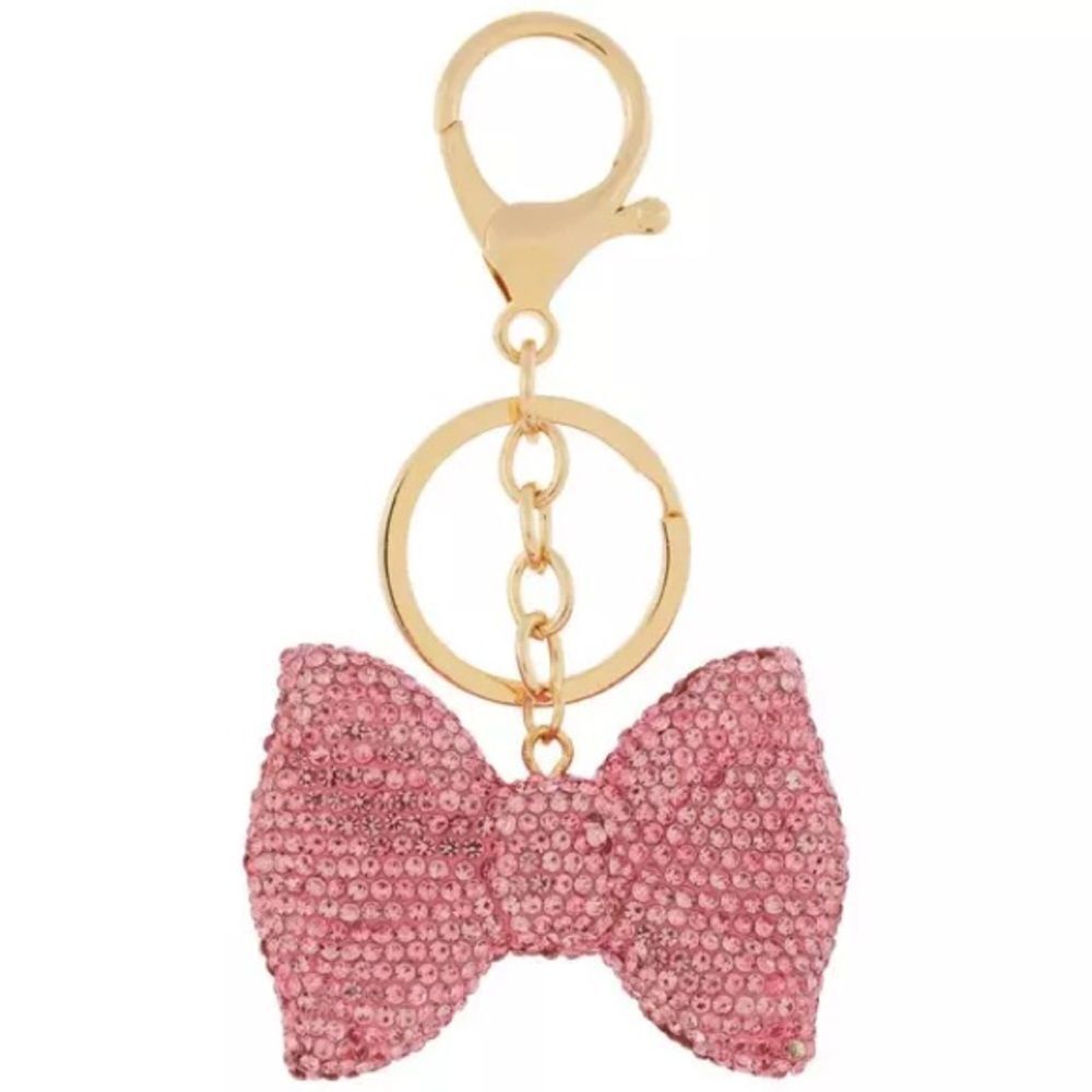 New! Iron Orchid Studio Pink Rhinestone Bow Keychain Purse Charm Jewelry NWT